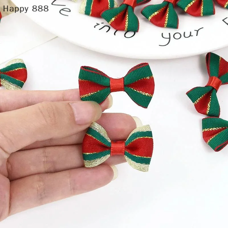 10 قطع من أقواس شريط الساتان لعيد الميلاد لتغليف الهدايا بنفسك وإكسسوارات الشعر وديكورات العطلات #1