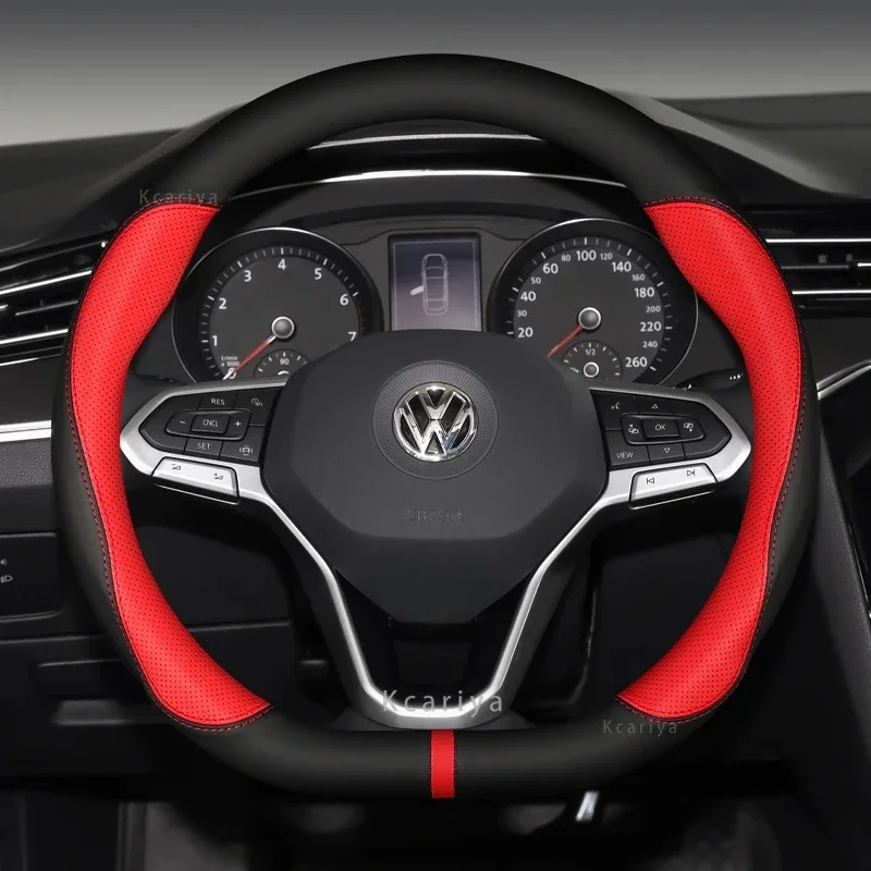 D Shape Car Steering Wheel Cover For VW Jetta 6 2017-2021 Golf 7 Scirocco Bettle 2012-2021 Tiguan 2019 2020 Auto Accesorioss