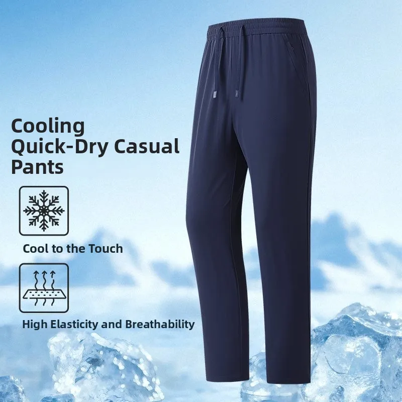 

Summer Qui Dry Ice Sensation Casual Outdoor High Elastic Sport Pants K26005 Straight Leg High Waist Loose Fit Youth Jeans