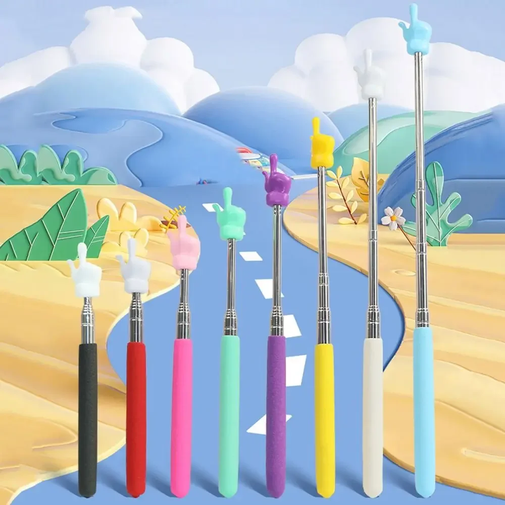 Puntero de enseñanza duradero de acero inoxidable, varilla telescópica, diseño de dedo, palo de enseñanza, puntero de dedo para aula, profesores, 1 ud.