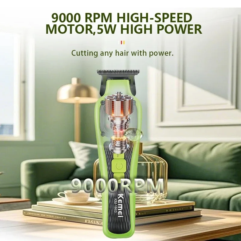 Kemei مقص الشعر الكهربائية USB قابلة للشحن المهنية الحلاق تصفيف الشعر المتقلب الرجال آلة قطع الشعر KM-1862 KM-1863