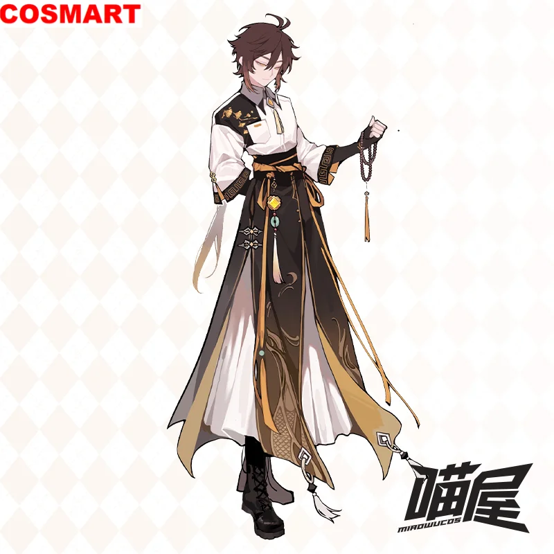 Cosmart Genshin Impact Zhongli Gamepak Prachtig Knap Uniform Cosplay Kostuum Halloween Party Rollenspel Outfit Mannen