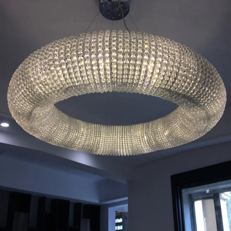 Modern Chrome Round Design Crystal Chandelier Lighting For Bedroom Living Room Indoor Light Fixtures LED Cristal Lustre