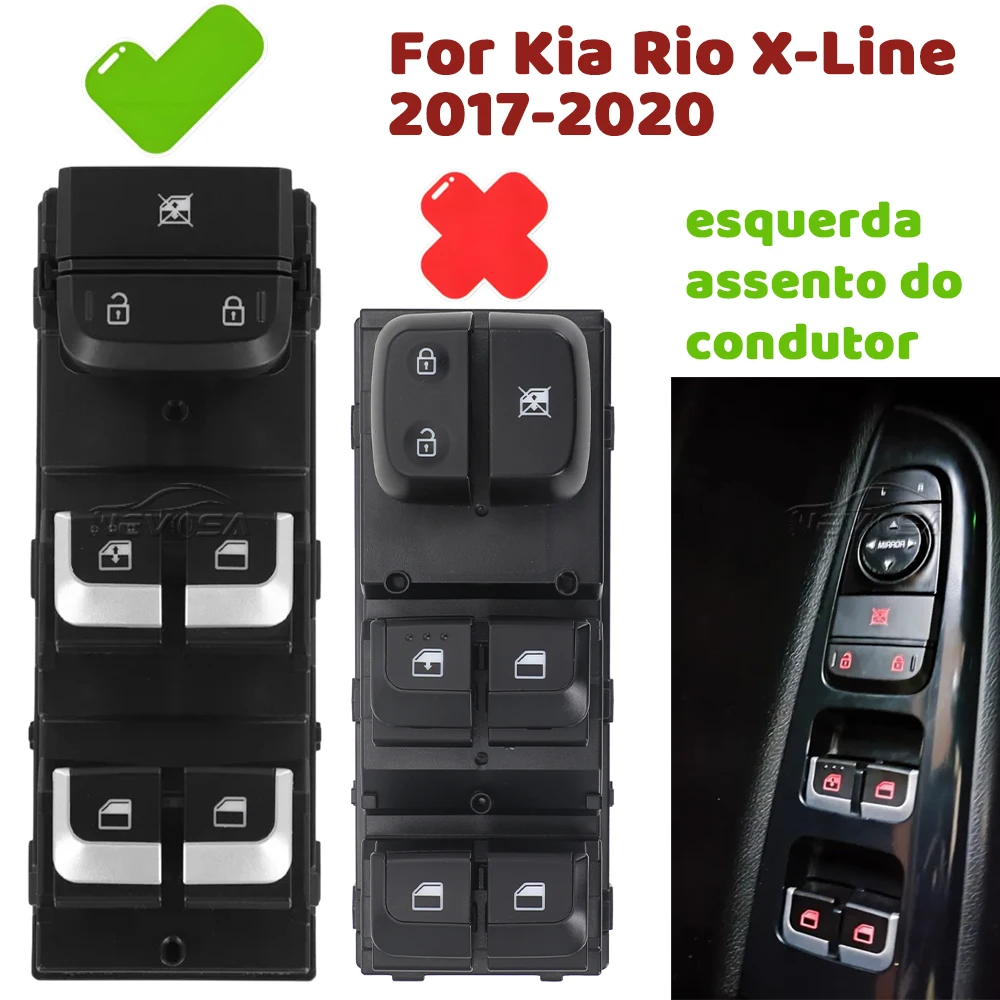 LHD For Kia Rio 2017 2018 2019 2020 2021 2022 93571-H0100CA 93571H0100 Electric Power Window Control Switch Button 93571-H0100