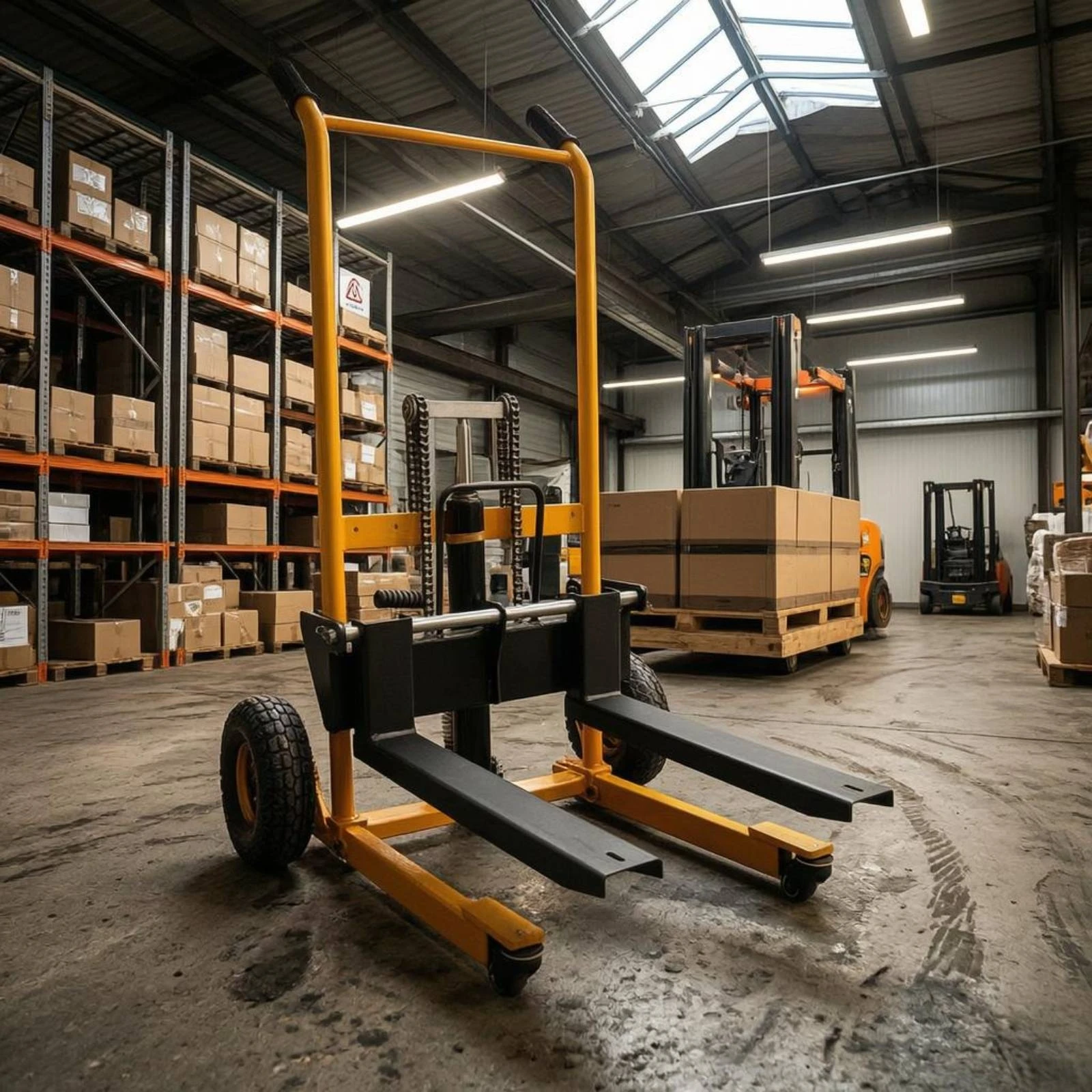 Manual Hydraulic Lifting Hand Truck Textured Grips Foldable Hydraulic Hand Truck Load Mover 4 Wheels