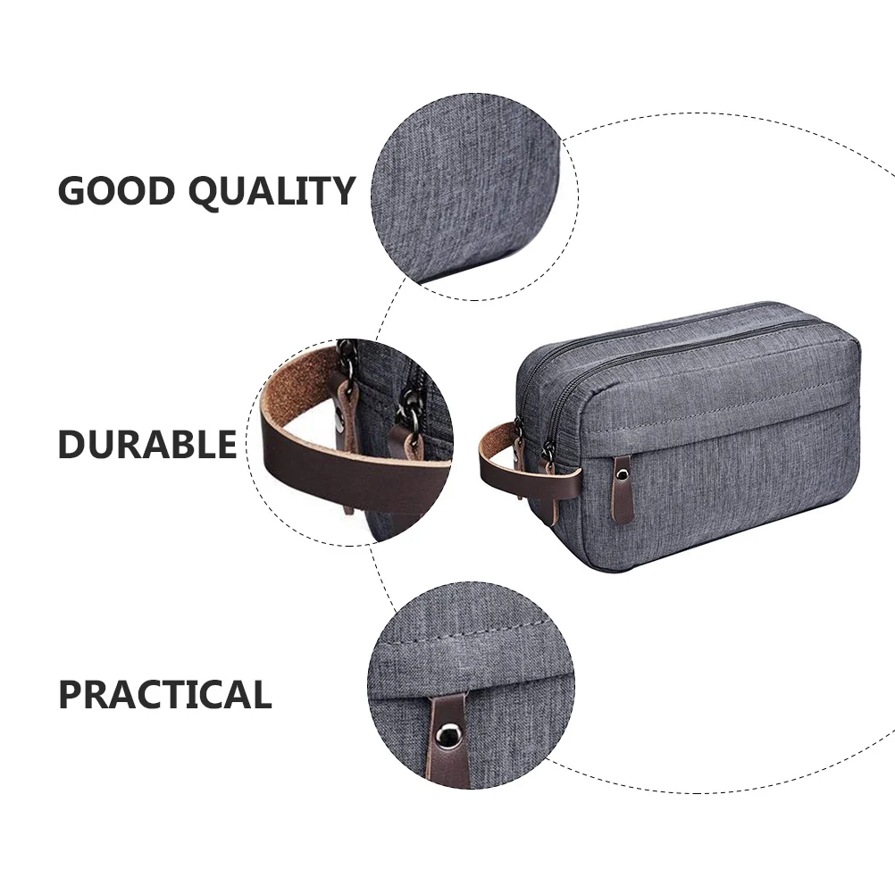 

Portable Toiletry Bag for Men Women Waterproof Nylon Makeup Pouch Travel Storage Bag with Zipper Grey