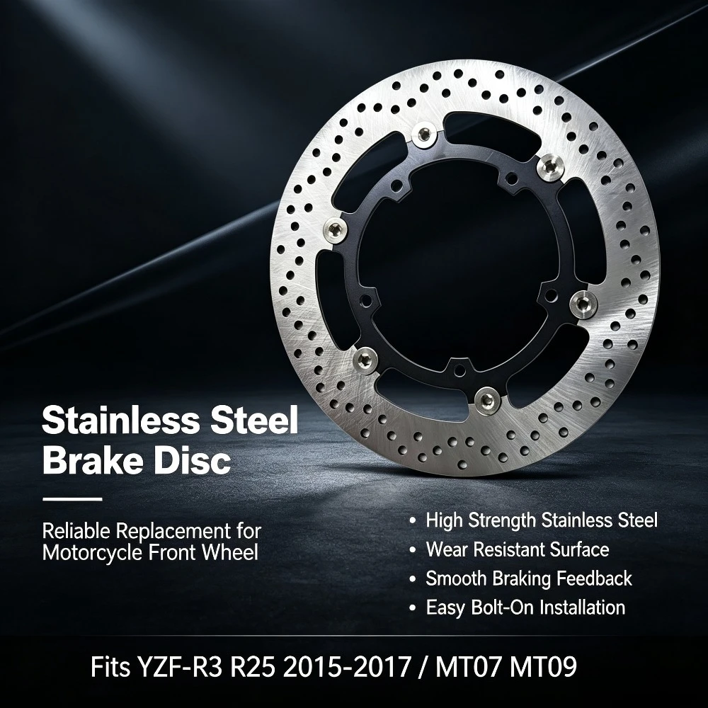 Industrial‑Grade Motorcycle Front Floating Brake Disc Rotor Fit Yamaha YZF‑R3 R25 MT07 MT09 2015‑2017 Aftermarket Spare Parts