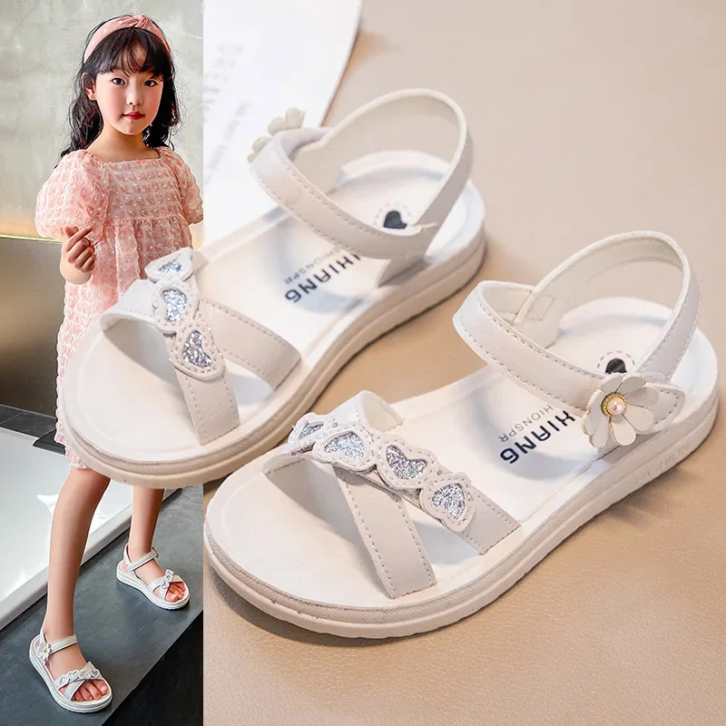 Filles sandales enfants chaussures été fleur sandales mode petites filles semelle souple bébé fille Robe et pantoufles taille populaire 26-37