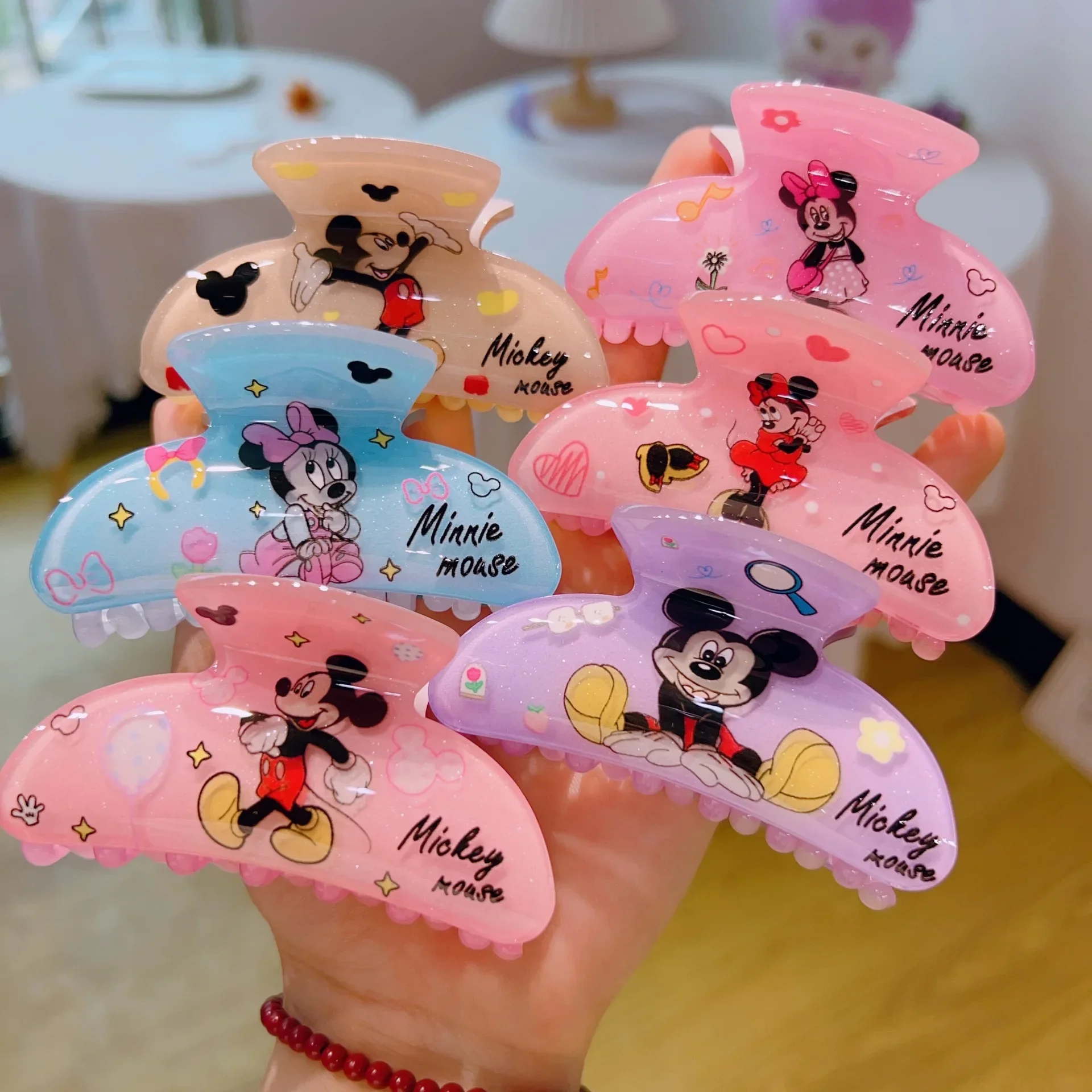 

Anime Disney Mickey Mouse Print Hair Clip Korean Cartoon Minnie Acrylic Grab Clips Cute Headwear Accessories Girls Birthday Gift