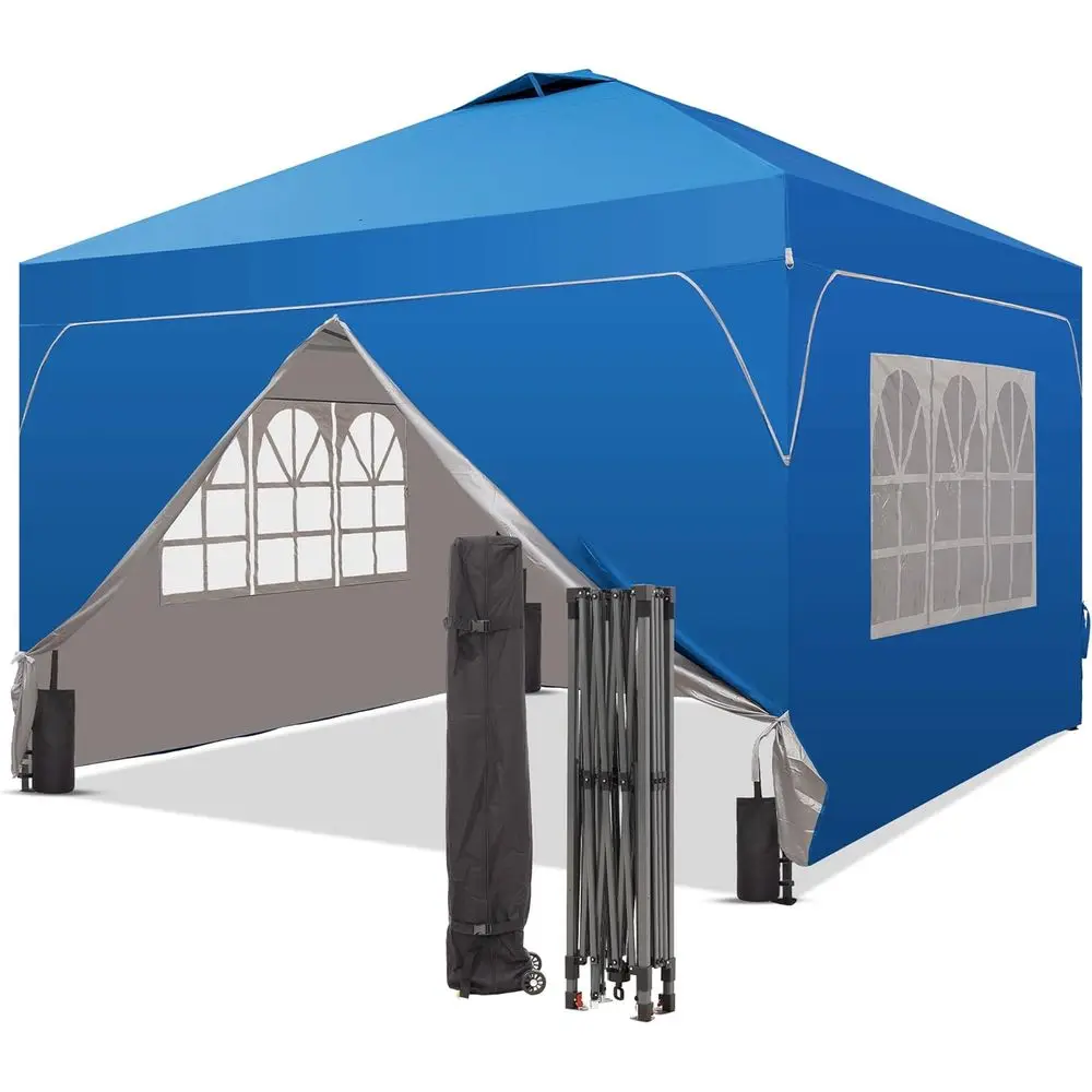 

12x12 Up Tent with One Push Setup, Outdoor Sun Shade with Vent Top or Backyard Party, Easy Up Shelter with 4-Sandbags & Wheel Ba