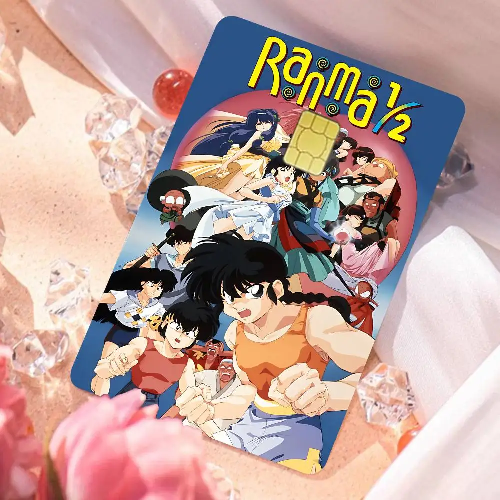 ملصقات بطاقة Ranma الهزلية أنيمي ماتي الجلد الأمامي غطاء لاصق لبطاقة الخصم بطاقة الائتمان الصغيرة