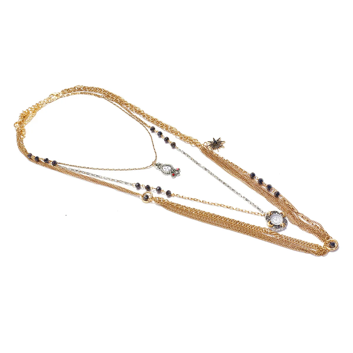 New Fashion 3Pcs/sets Metal Chains Watch Charm Necklace for Women 2026 Trend Jewelry Holiday Beach Party Neck Accessories