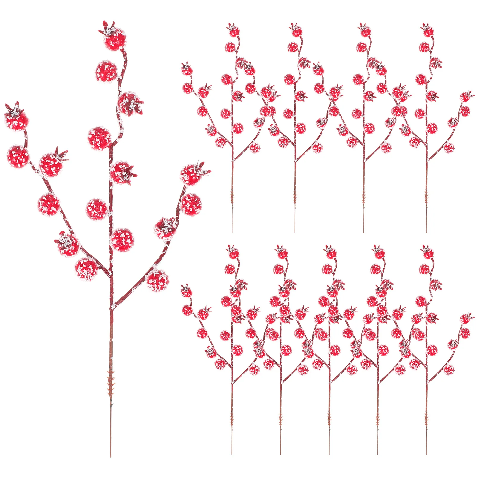 

10Pcs Artificial Red Berry Branches Simulation Bubble Crabapple Decoration Christmas Wedding Home Party Flower Arrangement