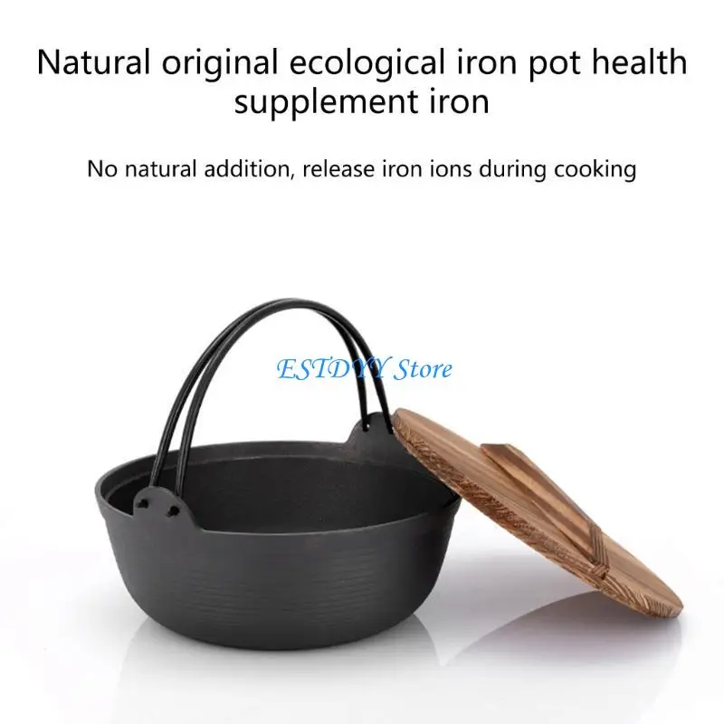 G6DE Cast Iron Pots with Lid Camping Hanging Pots for Outdoor and Indoor