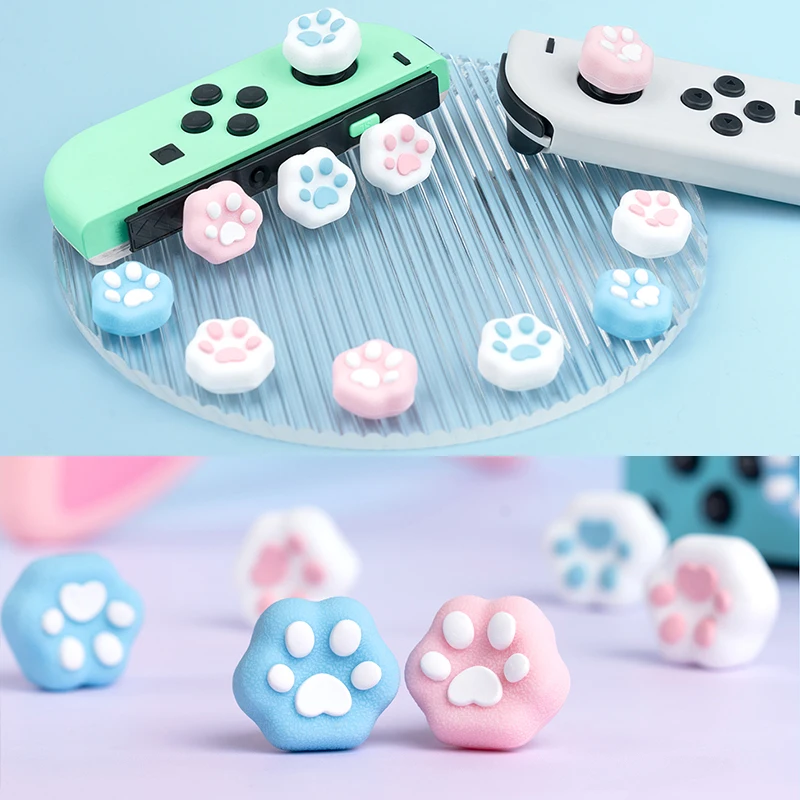 Capa protetora para nintendo switch oled ns lite joy-con controlador miniaturas capa de proteção de aperto de vara de polegar macio pata de gato