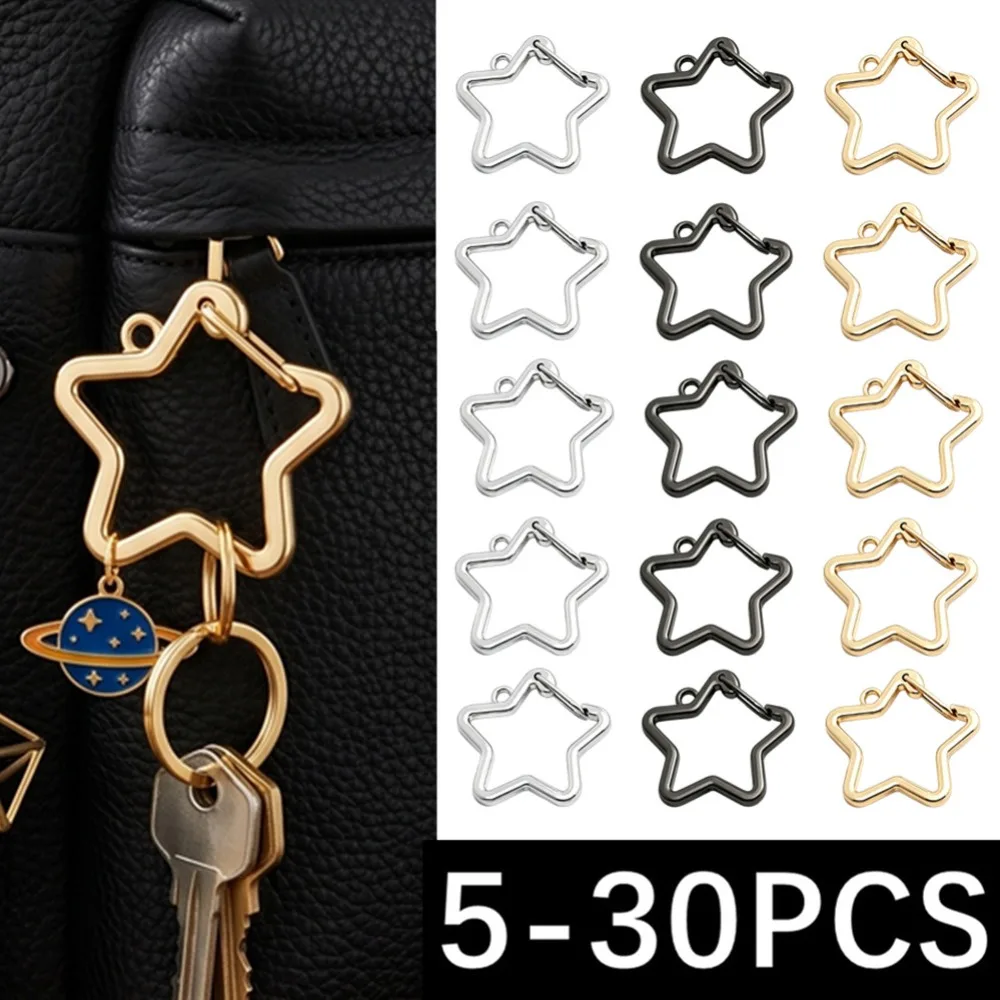 5-30Pcs/lot Star Shaped Spring Locking Carabiner Clip Keychains for Backpack Camping Hiking Traveling Multicolour Gift