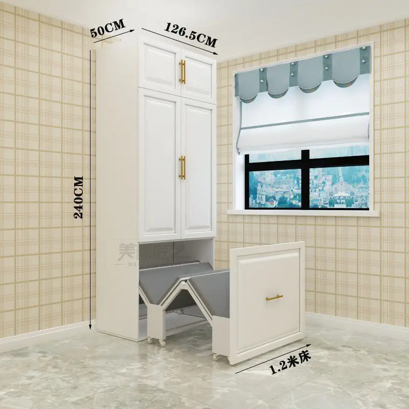 Balcony invisible bed lunch break folding small apartment single cabinet integrated shrink bed multi-functional hidden b