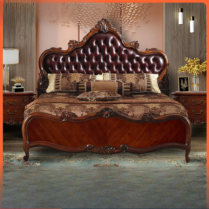 

Customizable American leather wood bed