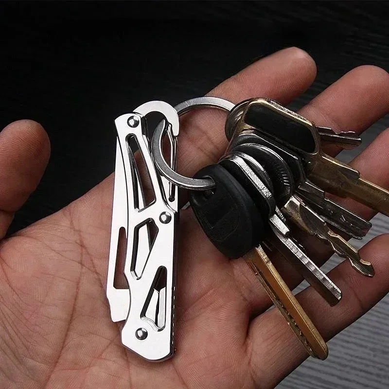 Folding Stainless Steel Pocket Knife Keychain Knife Self-Defense EDC Survival Portable Mini Outdoor Hunting Multipurpose Tool