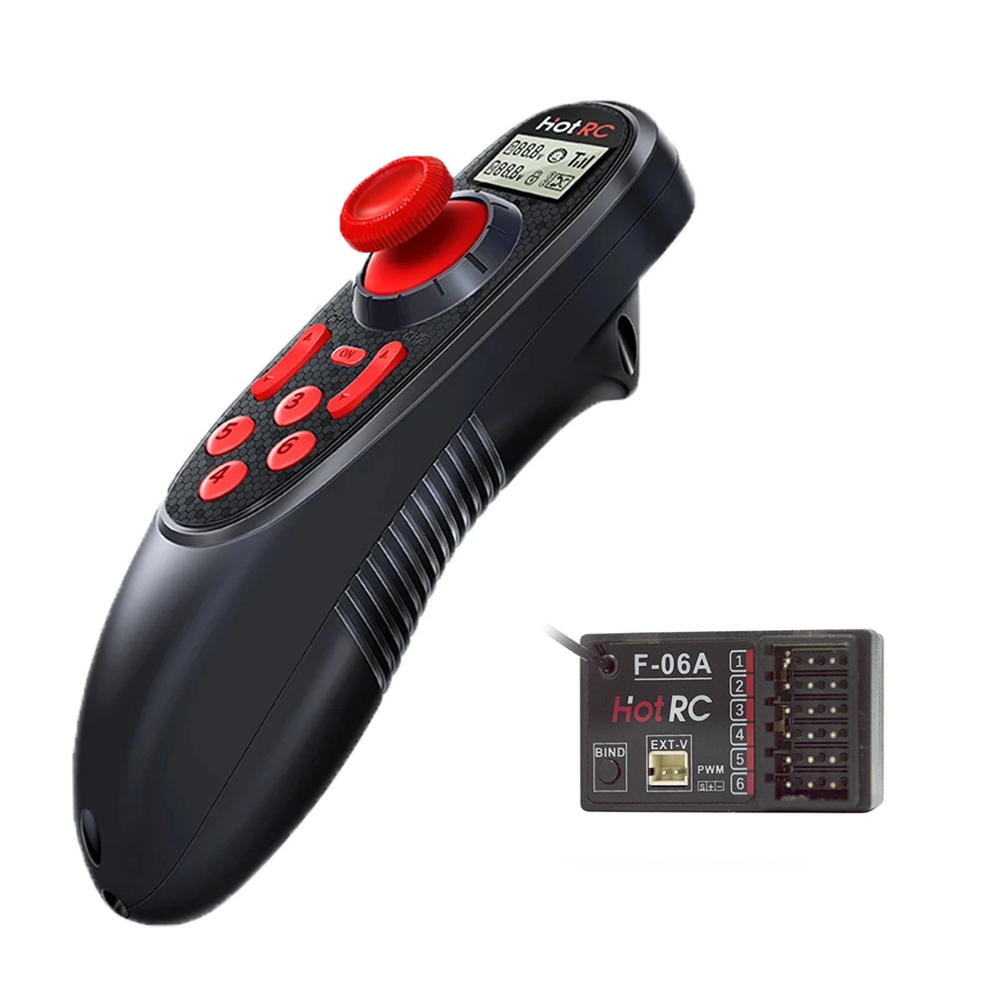 HOTRC 6CH 2,4 GHz radiosysteem zender LCD-scherm afstandsbediening F-06A 6-kanaals PWM-ontvanger voor RC boot schip DIY-model