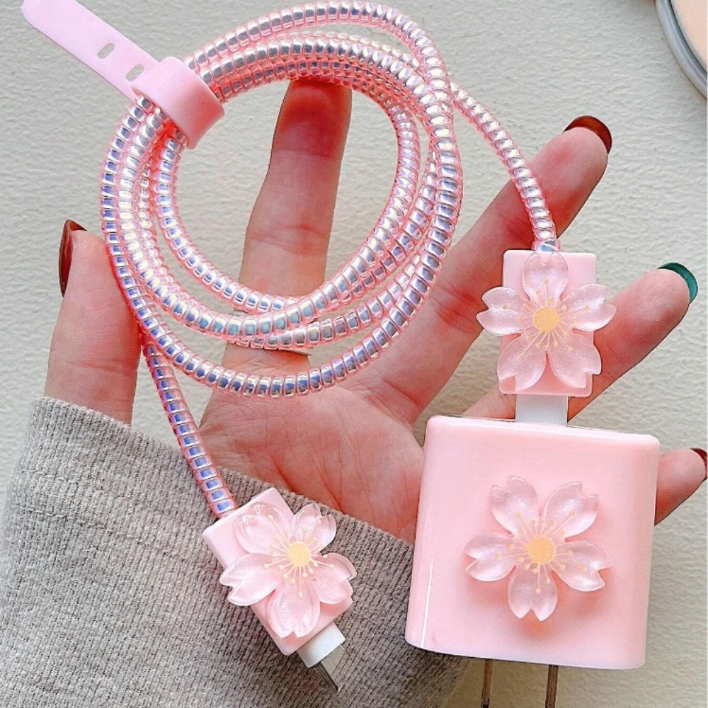 

Korea Cute 3D Flower Soft Silicone Charger Protective Case For iPhone 15 12 13 14 1118/20W Fast Charge Protection Charger Cover