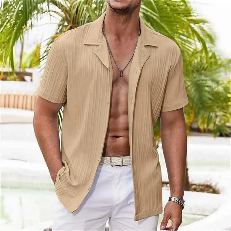 

Casual Tailored ort Sve irt Men's Ultra-ort Length Zipper Closure Ice Sensation Sun Protection Cotton Summer Faion