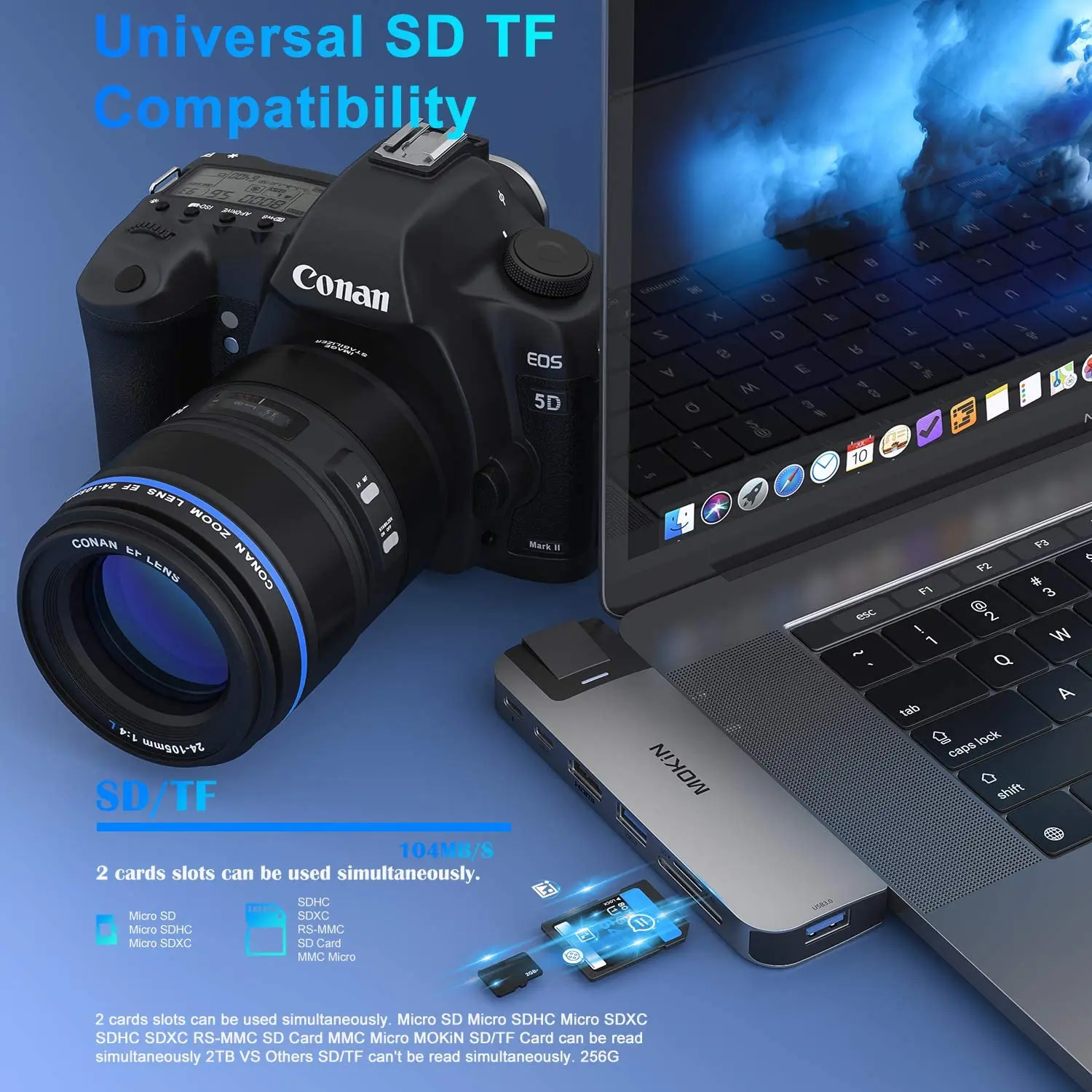 Imagem -03 - Mokin em Docking Station para Macbook Air Pro Thunderbolt Laptop Usb Tipo-c 3.0 Hdmi 4k30hz Rj45 1gbps Thunderbolt