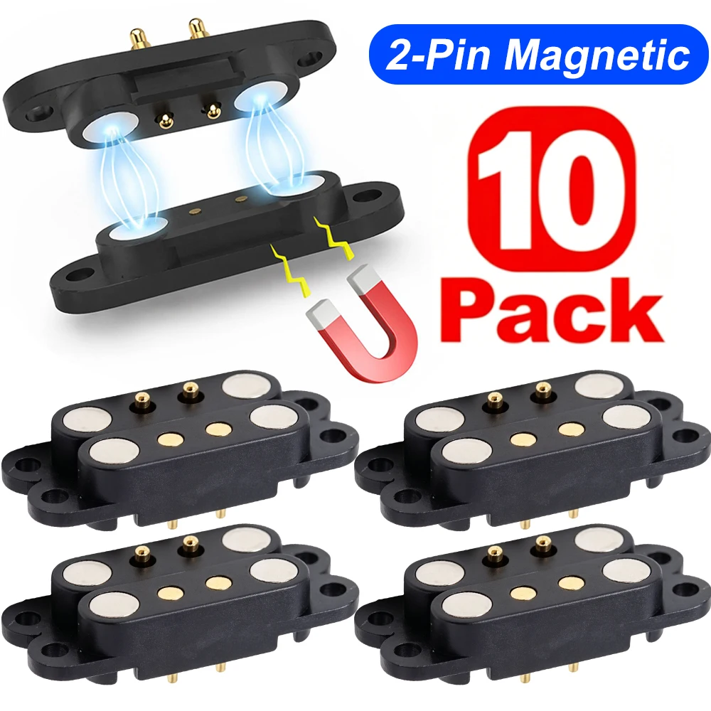 1-10Pack 2A 2-Pin Magnetic Spring-Loaded Pogo Pin Connectors Precision-Engineered for Wireless Charger Testing & DIY Electronics