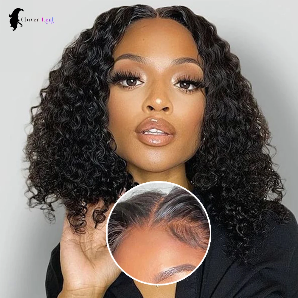 

12 Inch 4x4 Water Wave Bob Lace Wigs For Women Deep Curly Glueless 100% Human Hair Wigs Ready To Go Human Hair Wigs Pre Cut