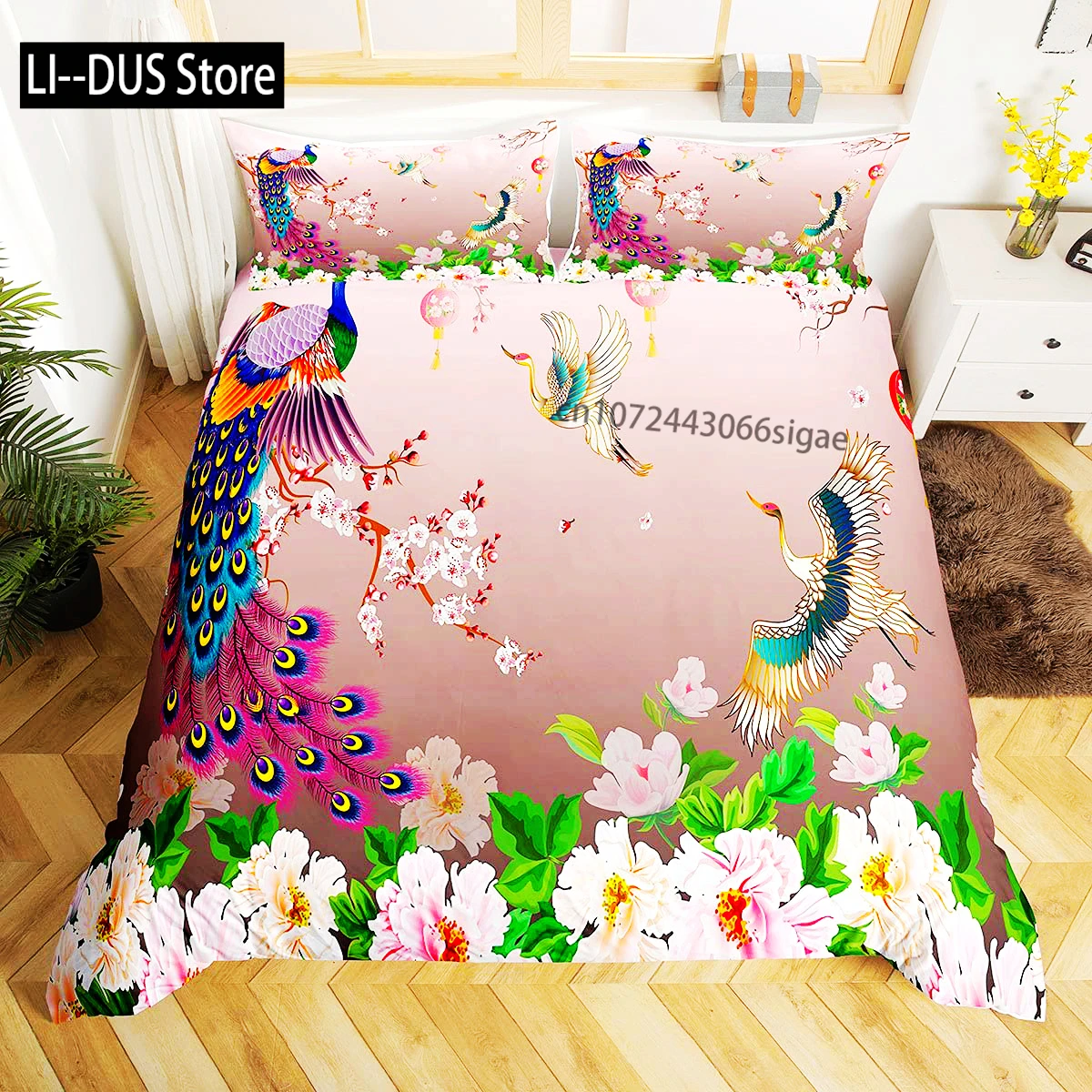 Peacock Duvet Cover King Size Pretty Animal Pattern Bedding Set Peacock Feather Printed Decor With Pillowcase For Girl Kid Adult