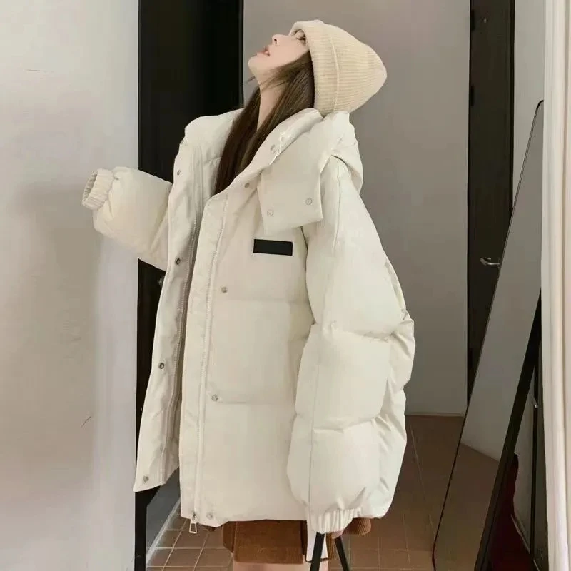 Women's Short Coat 2025 Winter New Korean Edition Loose Down Cotton Bread Jacket Lady Thicken Hooded Coat Female Parker Overcoat