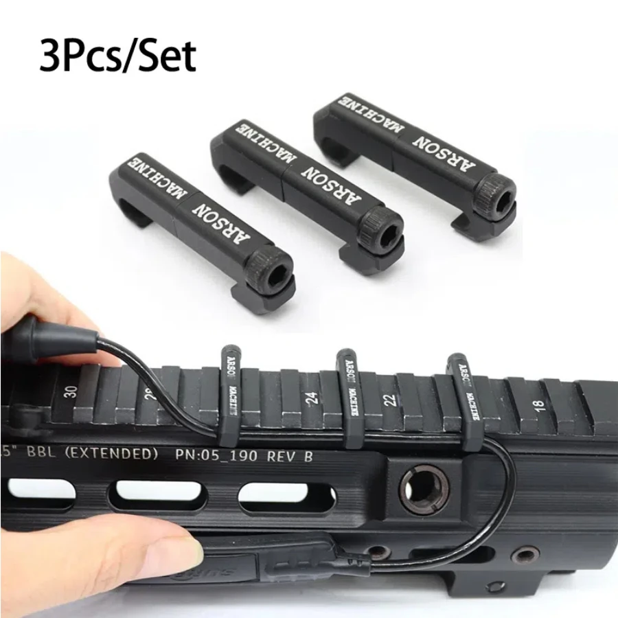 3PCS Tactical Arson Machine Cable Management MLOK WireGuide System For M300 M600 PEQ Weapon Flashlight Switch Cable Clip