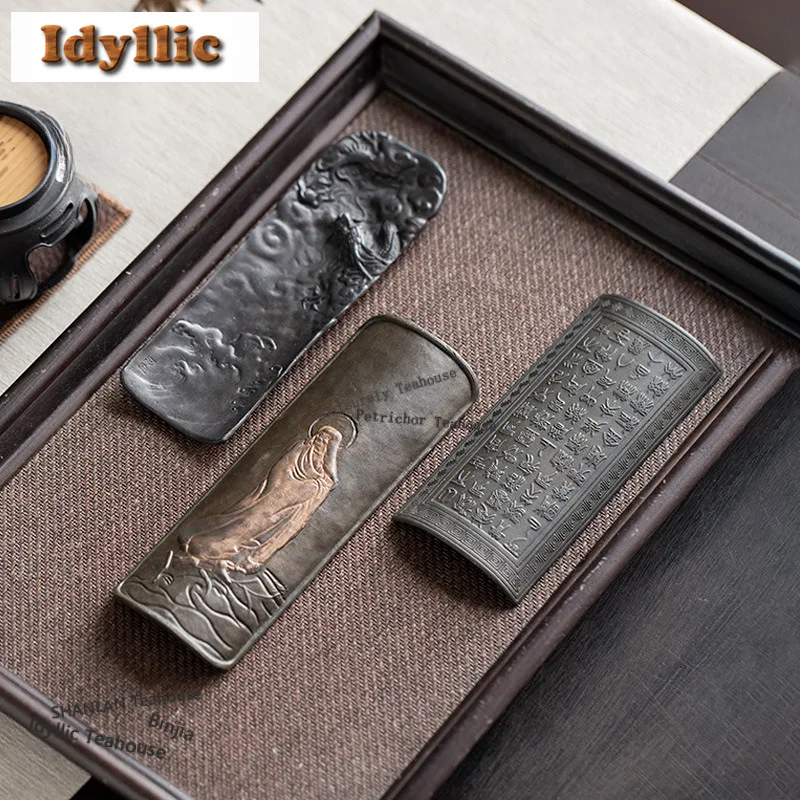 Antique Tin Drgon Tea Scoop Zen Tea Leaf Container Shovel Chahe Household Awakening Tea Ladle Teaset Accessories Decoration