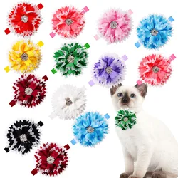 10PCS Spring/Summer New Pet Flower Bow Tie Small and Medium-sized Dog Cat Adjustable Collar Fashion Bulk Grooming Accessories