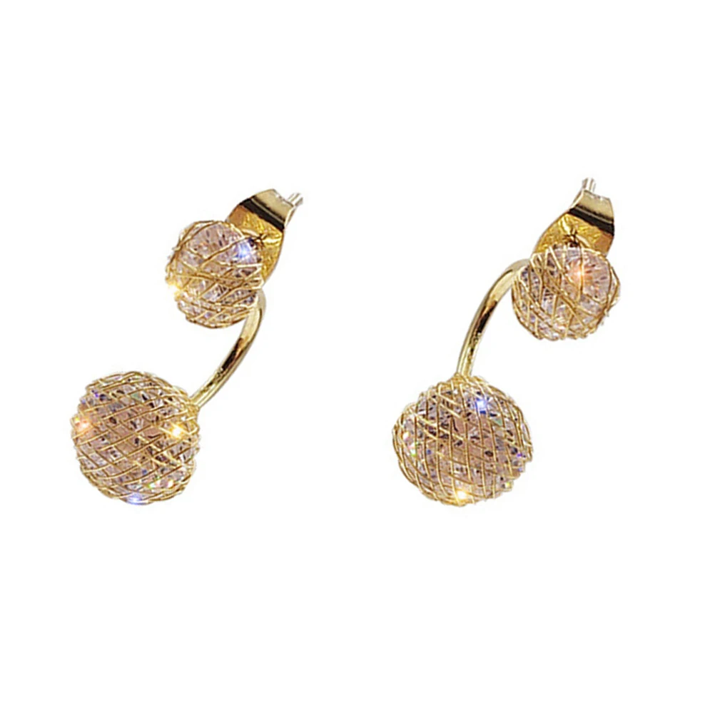 

Zircon Ear Studs Piercing Jewelry Women Golden Wedding Brides Cool Miss Earrings for Girls Fashionable Casual Formal Modern