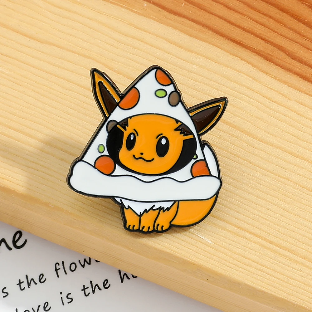 Pokemon Fast Food Creativity Cute Brooch Eevee Pikachu Sandwich Badge Jewelry for Backpack Clothing Lapel Pin Accessories Gifts