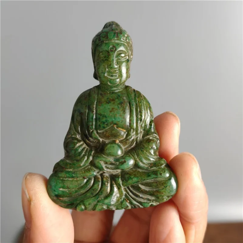 Chinese Antiques Natural Xiuyu Old Jade Crafts Shakyamuni Buddha Statues Jade Carvings Decorations Exquisite Handicrafts
