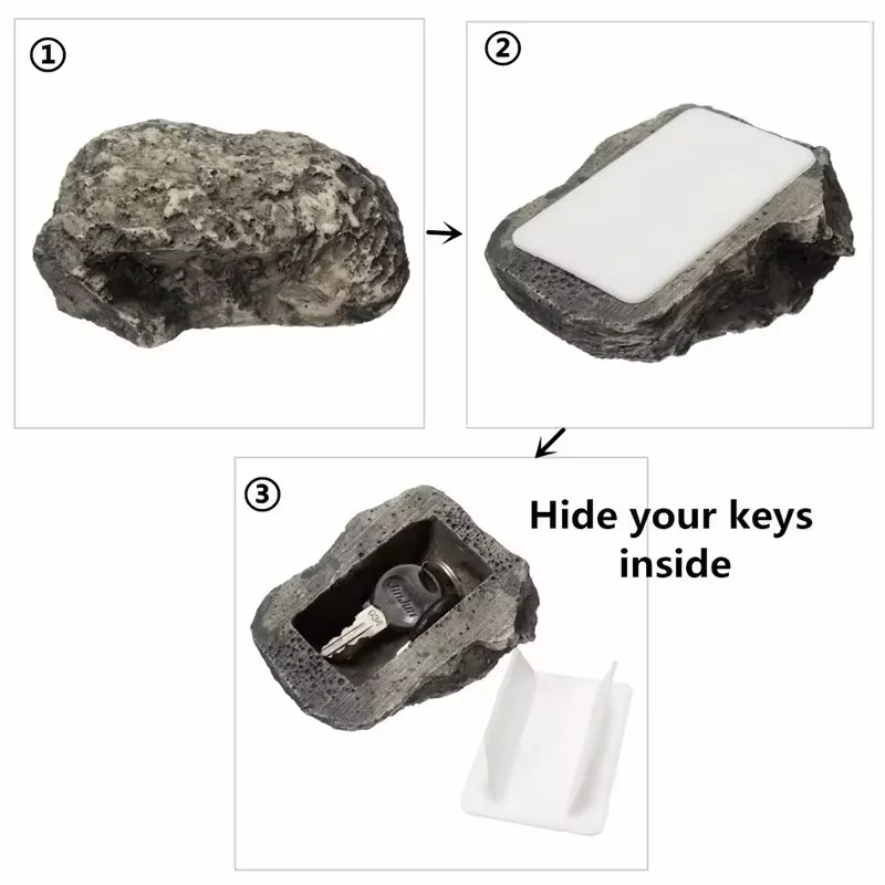 Hidden Doorstep Key Box Decorated with Stone Shaped Hidden Storage Box Outdoor Courtyard Resin Hidden Doorstep Key Box Container