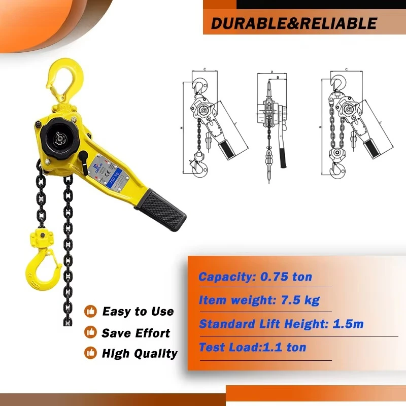 0.75ton 6ton 9ton High Quality CE Certified Manual Lifting Chain Hoist Lever Block