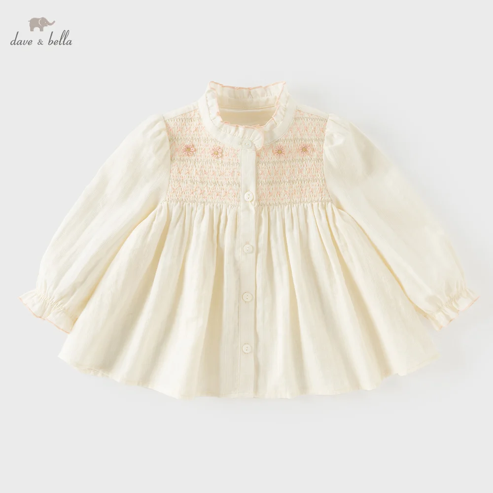Dave Bella Shirts Children Elegant Blouse for Girls Autumn Spring Casual Kids Top Clothes Formal Sweet Pink Party Lace DB3262504