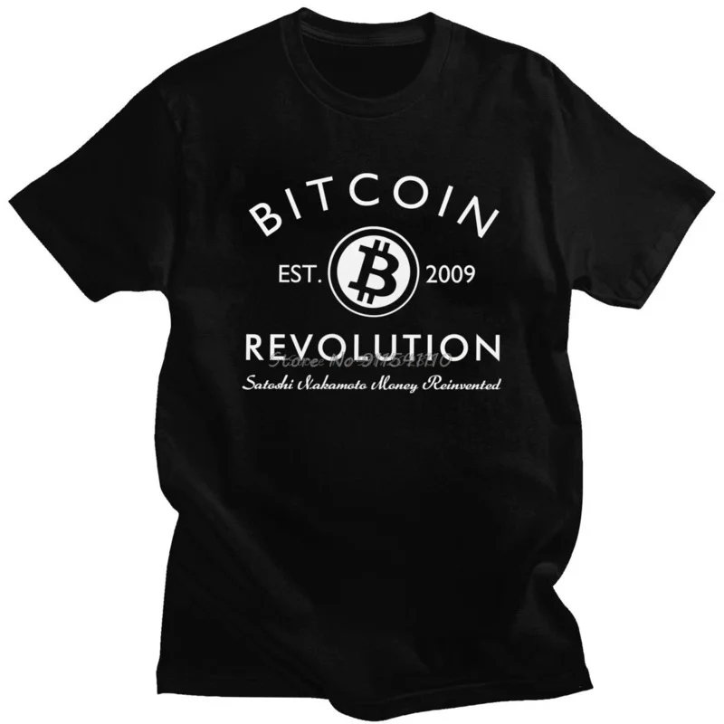 Novelty Bitcoin Revolution Tshirt Men Short Sleeve BTC Cryptocurrency Blockchain Geek T- O-Neck Cotton Tee Shirt Merch Gift