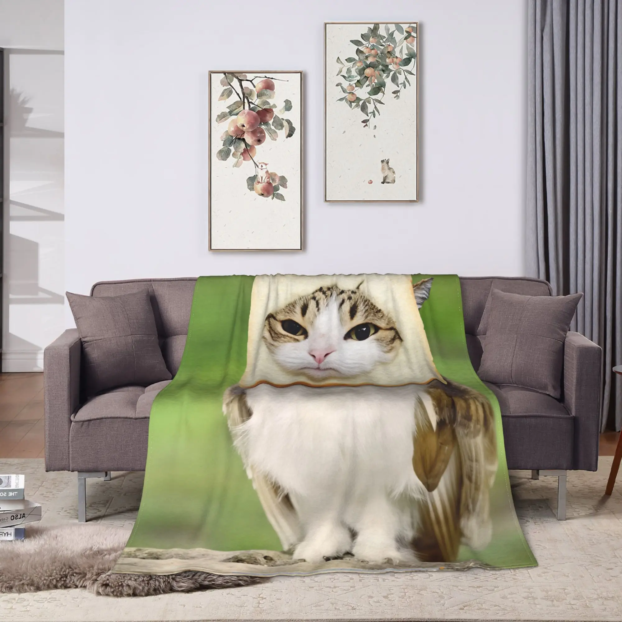 Bread Head Meowl Cat Warm Comfy Blanket  Fashion Travel Car Bedding Throws Bedroom Flannel Bedspread Sofa Bed Cover