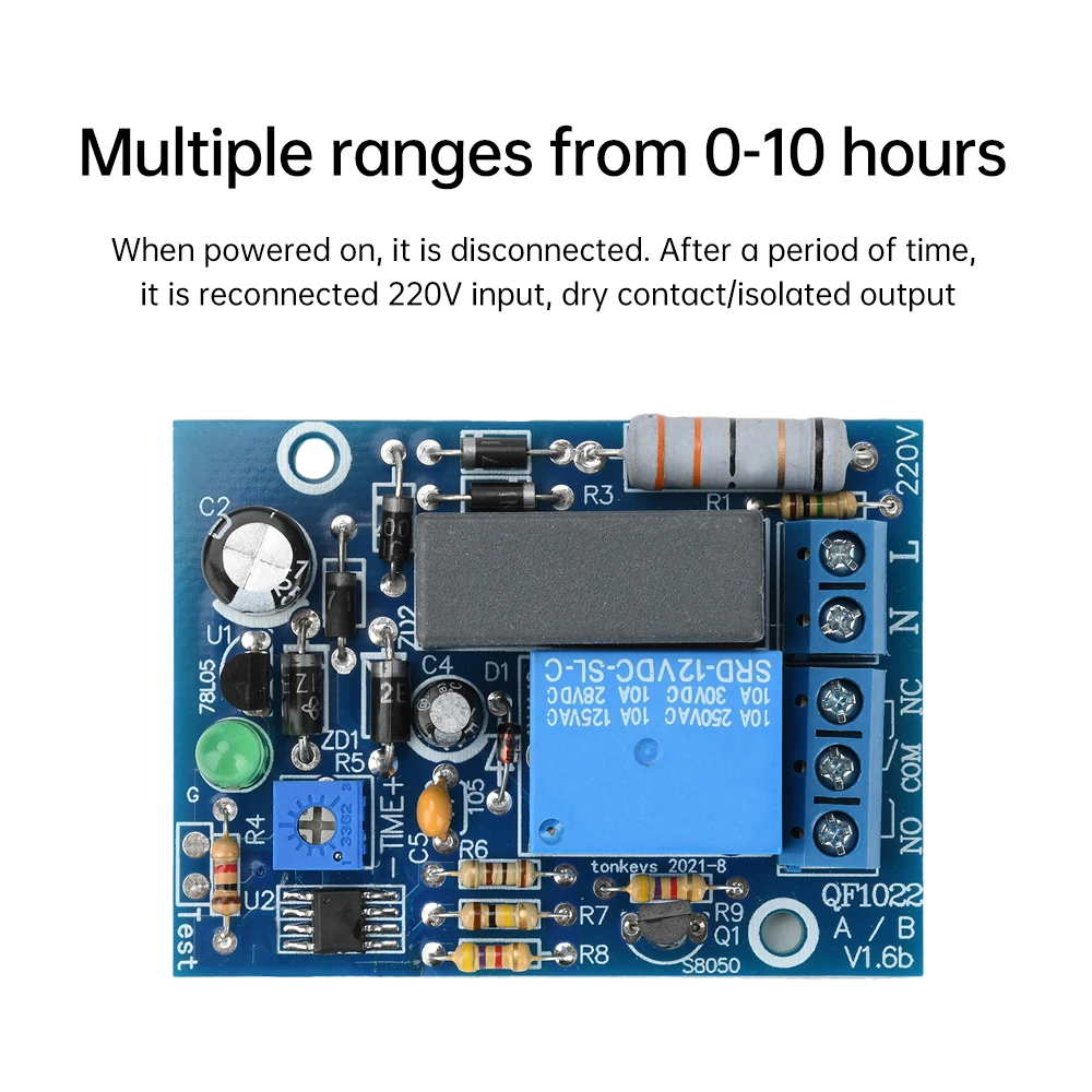 Регулируемый модуль переключателя задержки таймера переменного тока 220 В, 0-10 секунд, 10 минут, 10 Гц, 100 минут, переключатель задержки времени
