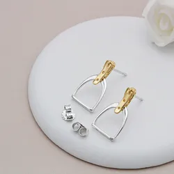 100% 925 Sterling Silver Equestrian Jewelry 3 Colors Cute Lovely Design Stirrup Stud Earring