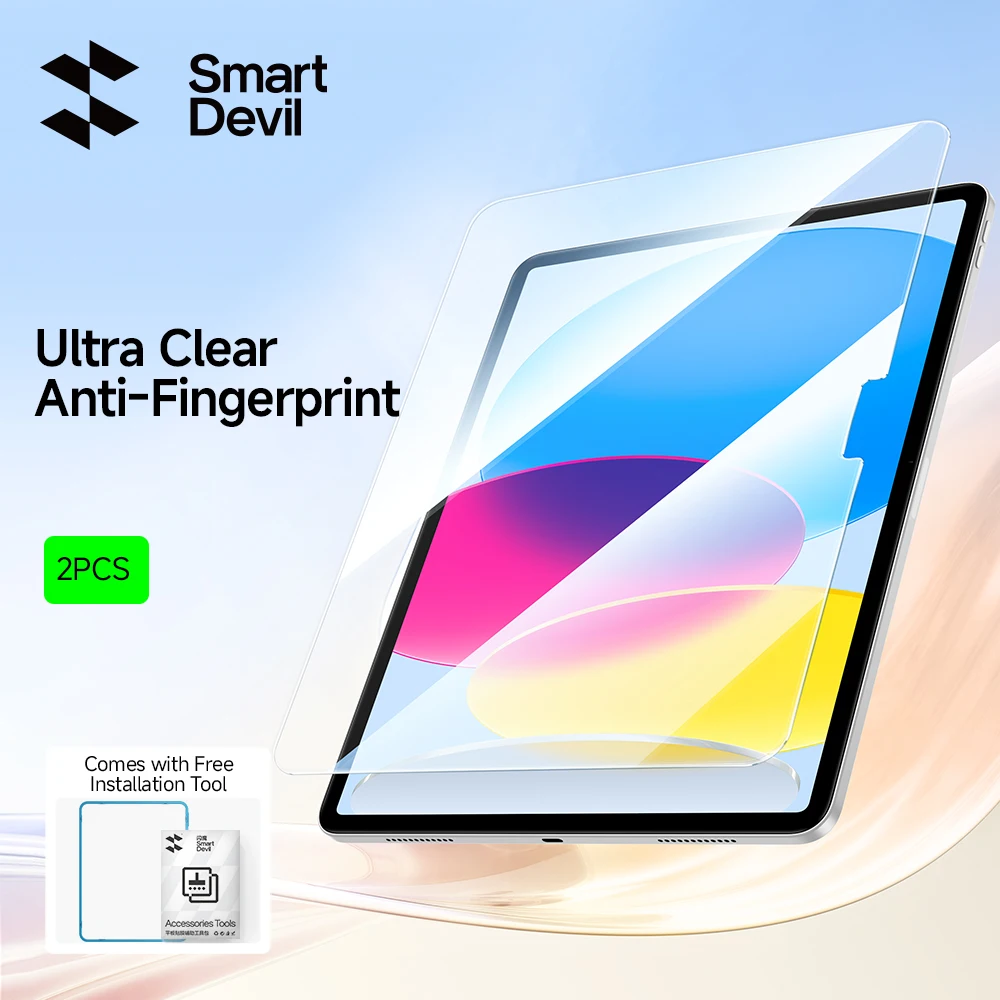 SmartDevil 2PCS Screen Protector for iPad Pro 11 inch 2025/2024 Smooth Anti-fingerprint Tempered Glass Film for iPad Air8 Mini 6