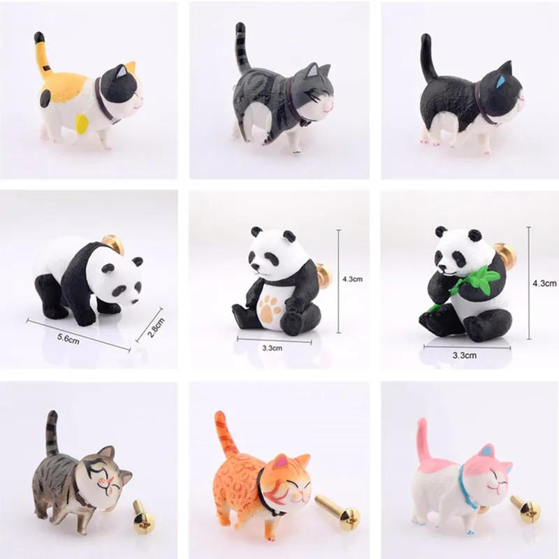 Carton Panda Cat Shape Handle Door Knobs Brass Base Handles for Cabinet Kitchen Cupboard Wardrobe Closet Drawer Pulls