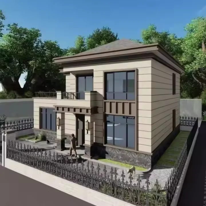 Sunhouse Quick Assembly Modern Prefabricated Villa with Galvanized Light Gauge Steel Frame for Hotel and Kitchen Use