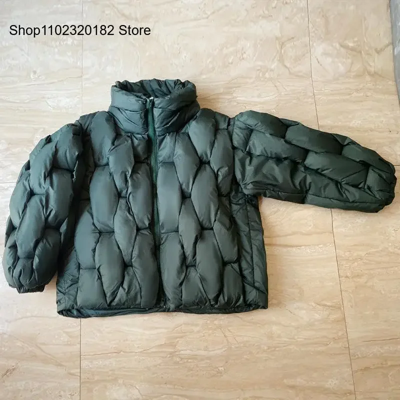 Casual Commute Wide-Fit Down Jacket for Women In Spring Autumn and Winter Solid Color Woven Plaid Coat