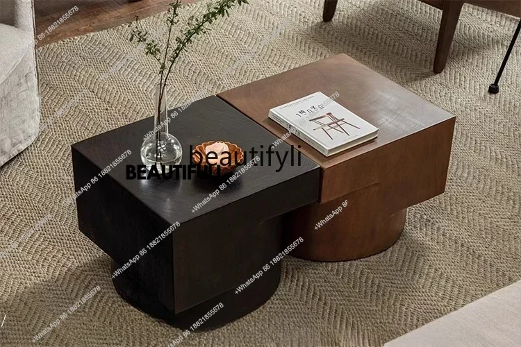 ss8350 | Whole wood creativity\ wabi-sabi retro style all solid wood logs, living room sofa side few bed and breakfast coffee ta