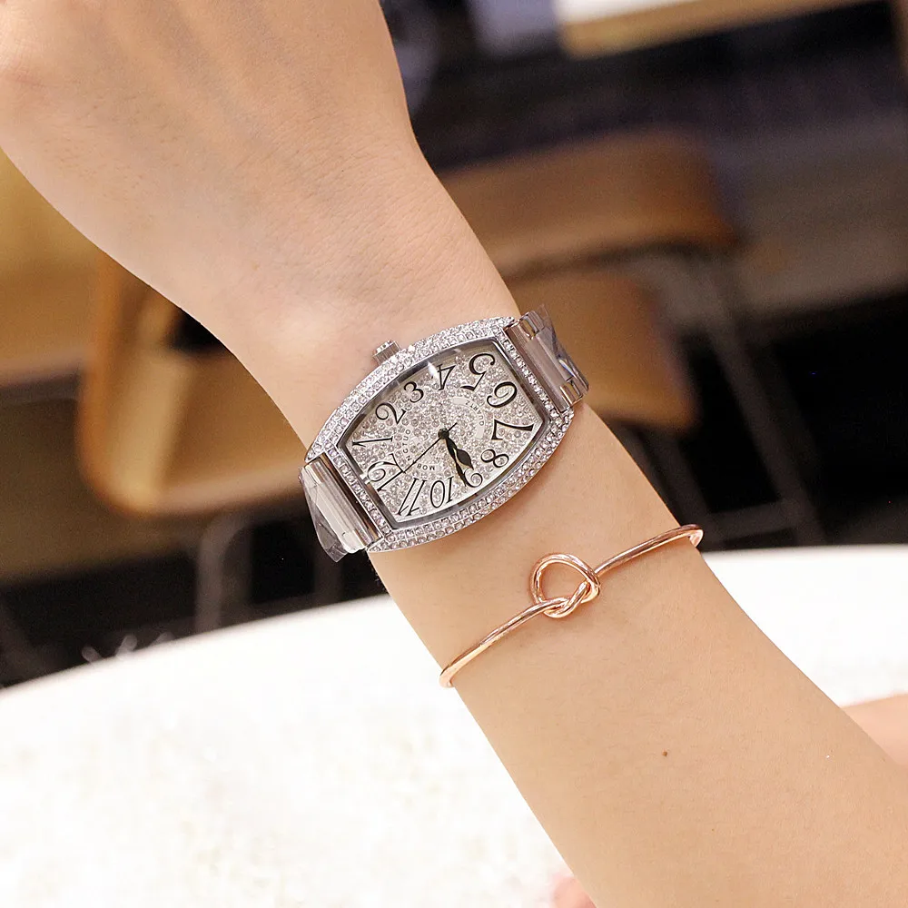 New Korean Women\'s Watch Waterproof Full Diamond Barrel Type Diamond Fashion Arabic Numeral Dial Clock Montre Femme